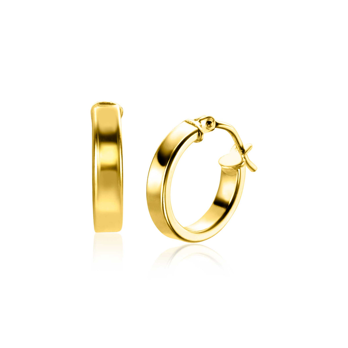 Goldene Creolen mit glänzender Oberfläche und Klappverschluss
