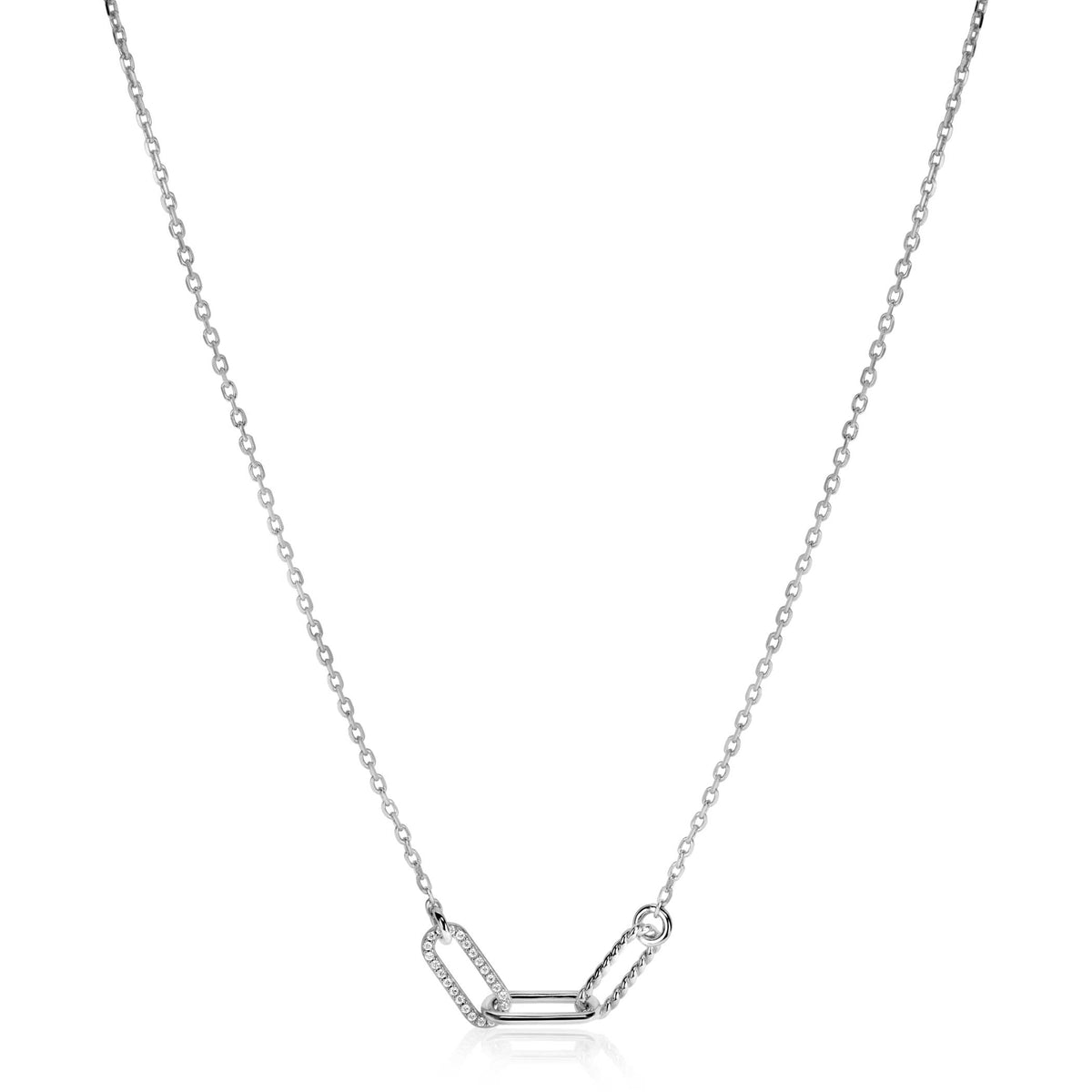 Kette aus Silber mit geometrischem Anhänger in V-Form und feiner Gliederkette