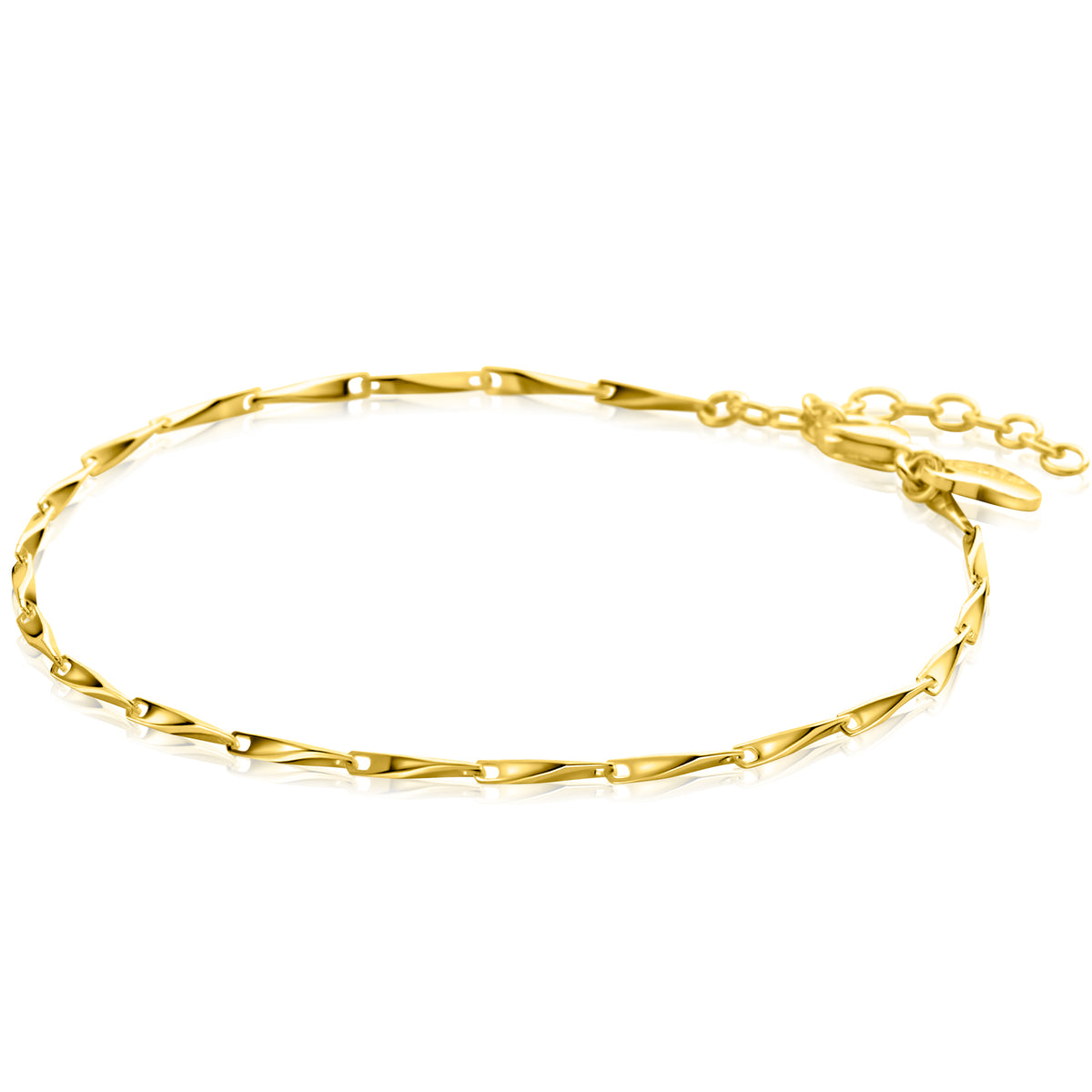 Goldplattiertes Armband mit gedrehten Elementen und Verlängerungskette
