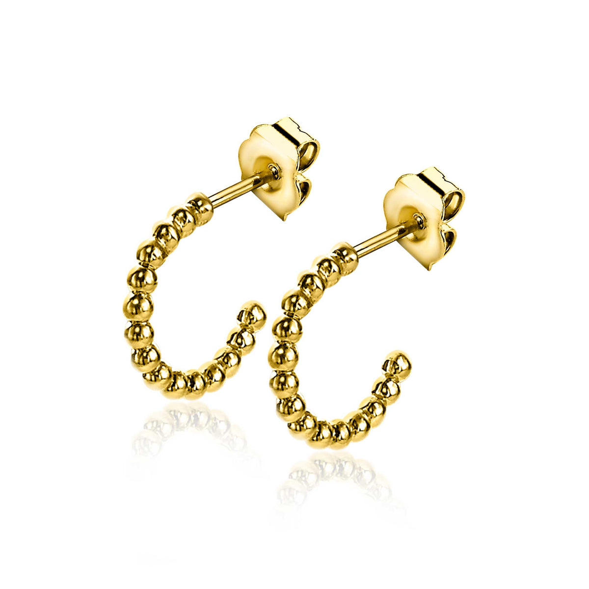 Goldplattierte Ohrringe mit kugeligen Details in geschwungener Form