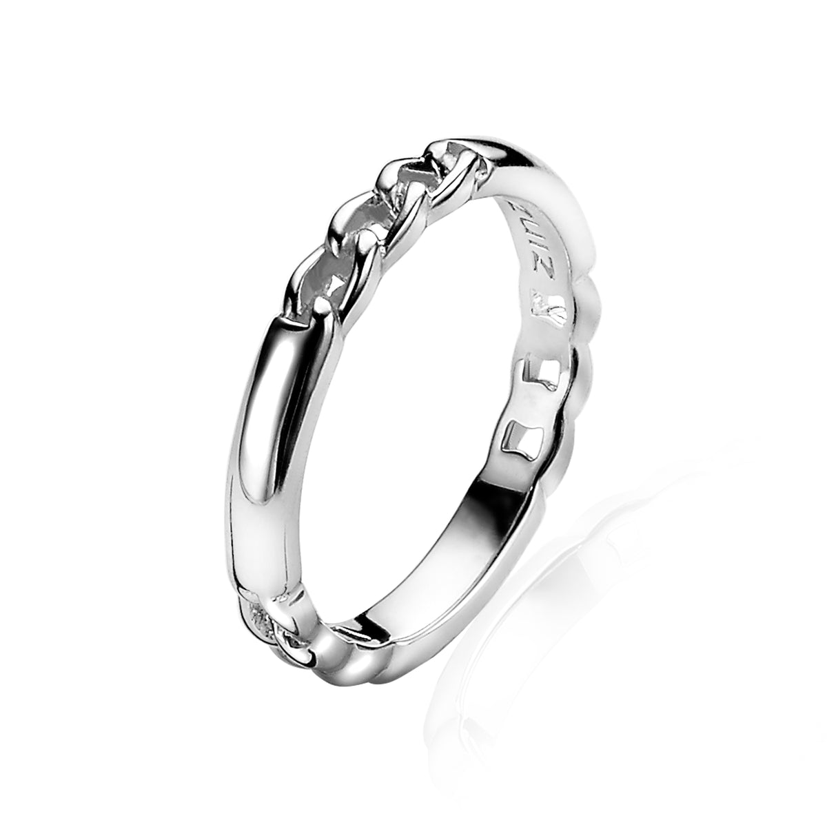 Ring aus Silber mit Kettendesign und einem kleinen Edelstein