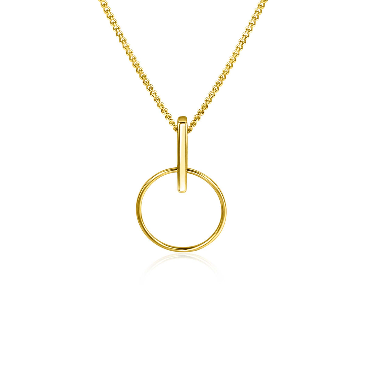 Halskette mit goldenem Anhänger in Form eines Kreises und feiner Gliederkette
