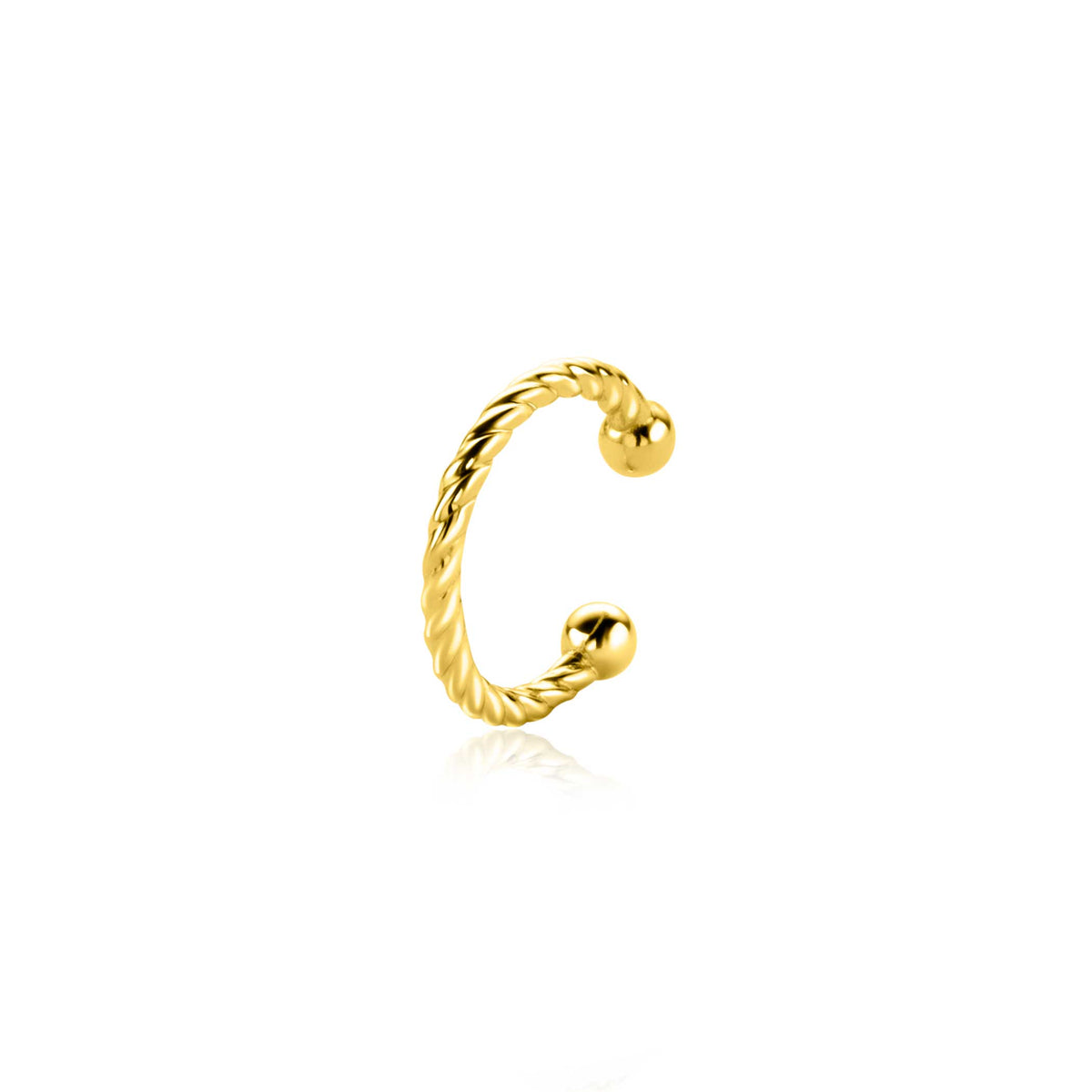Goldplattierter Ohrcuff mit gedrehter Oberfläche und zwei runden Enden