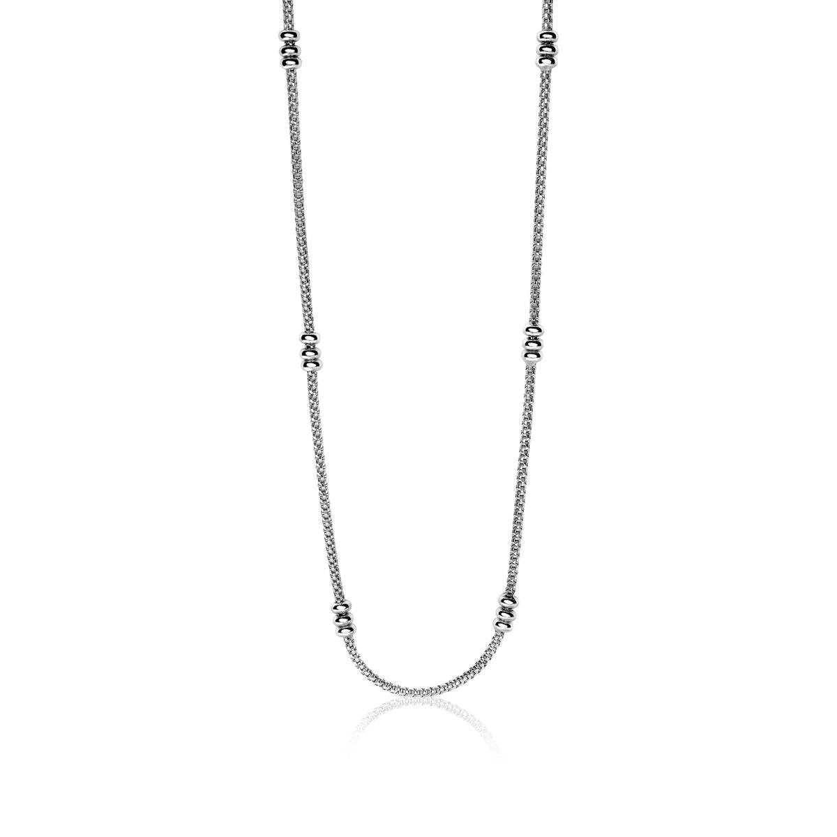 Kette aus Silber mit abwechselnden, runden Elementen und glattem Design
