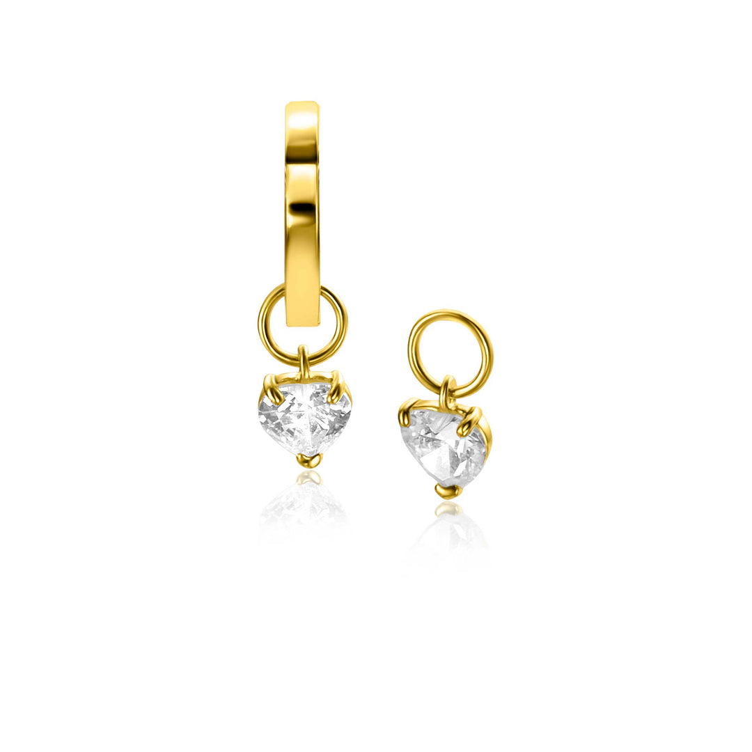 Omarm elegantie met de Zinzi Oorbellen Goud Zgch422. Deze gouden creolen hebben een afneembaar bedeltje en een hartvormige zirkonia edelsteen in goud, perfect om elke outfit te laten schitteren.
