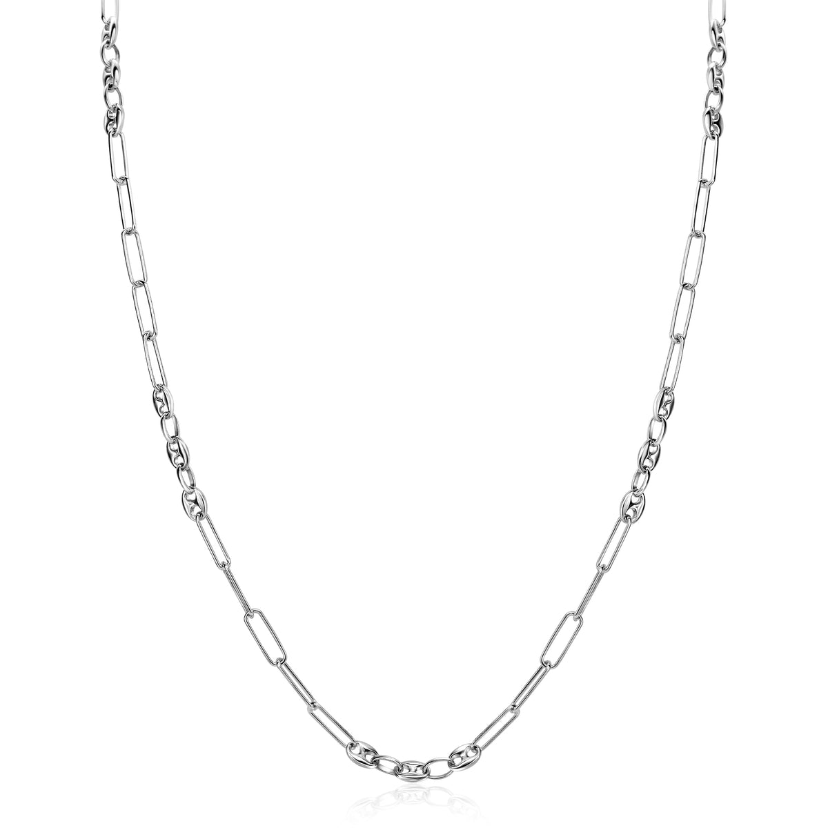 Kette aus Silber mit länglichen Gliedern in einer modernen, minimalistischen Form