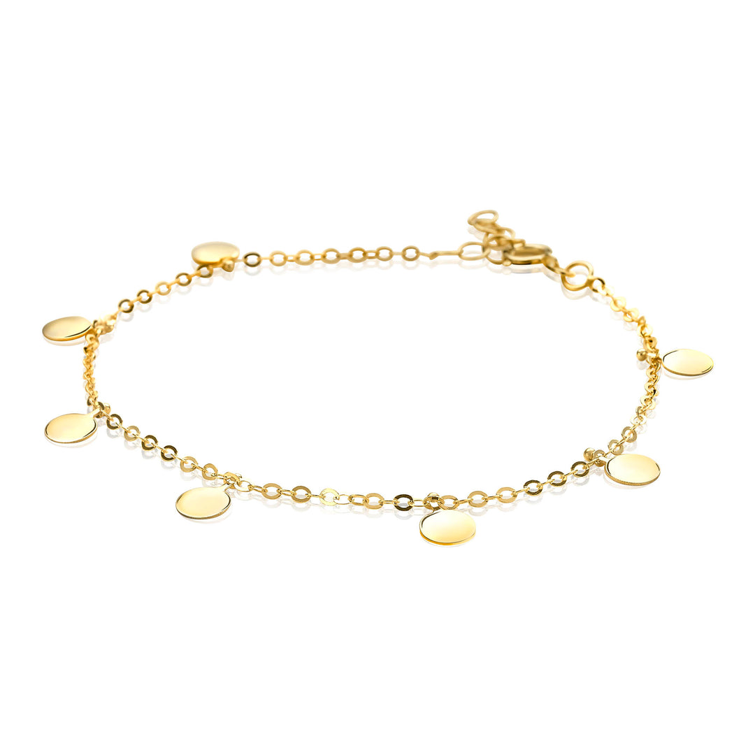 Ontdek de elegantie van de Zinzi Armband Goud Zga167, met kleine ronde hangers aan een delicate ketting. Met een veilige sluiting en glanzende afwerking vangt dit stuk prachtig licht voor een gepolijste look.
