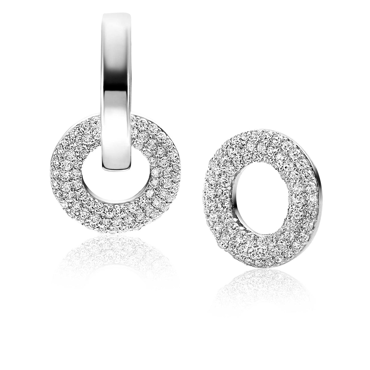 Ohrringe aus Silber mit rundem, funkelndem Design und Zirkonia-Steinen