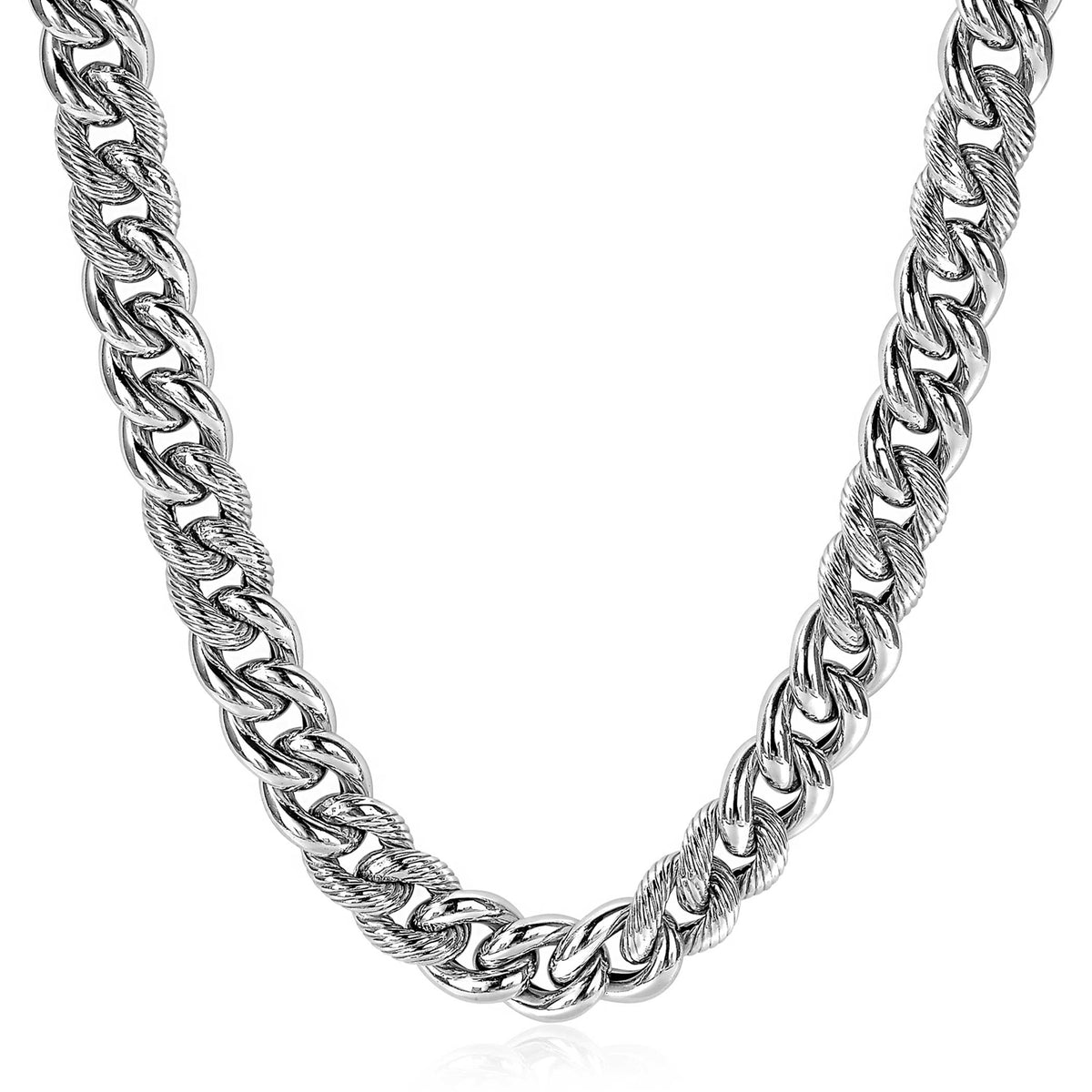 Halskette aus Silber mit grobem, geflochtenem Design und glänzender Oberfläche