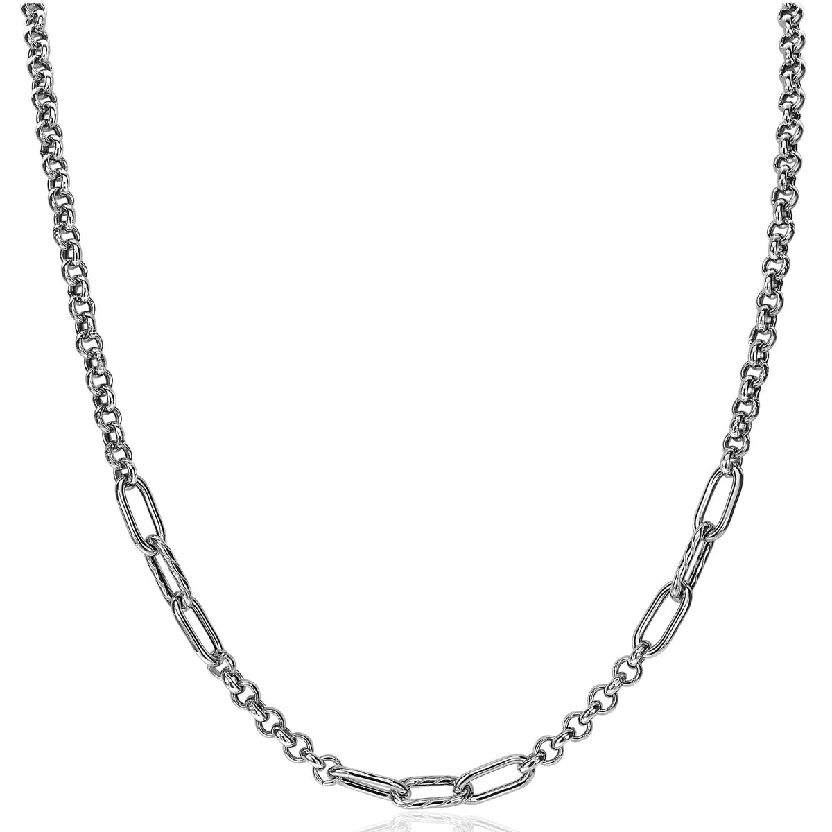 Kette aus Silber mit ovalen Gliedern und einer glänzenden Oberfläche