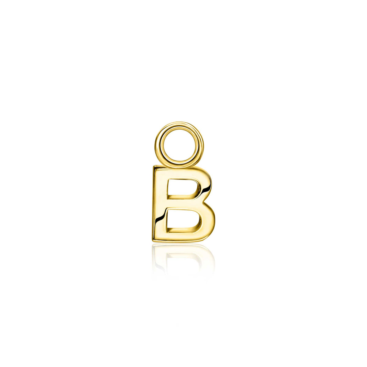 Goldplattierter Anhänger in Form des Buchstabens B mit glänzender Oberfläche