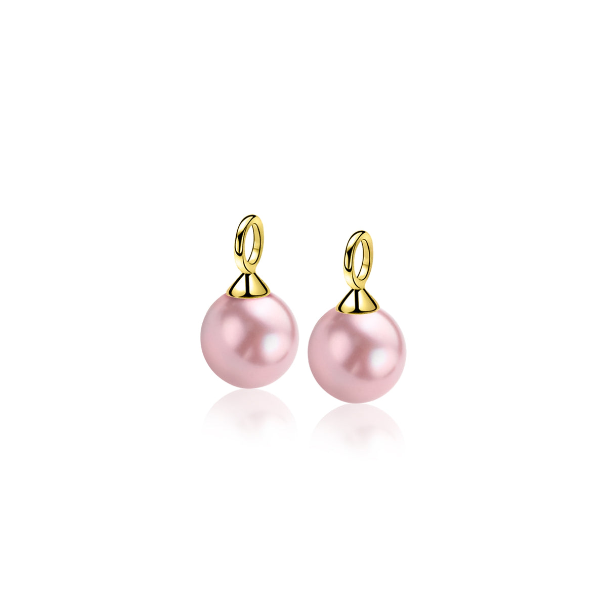 Ohrhänger mit rosa Perlen und goldfarbener Fassung