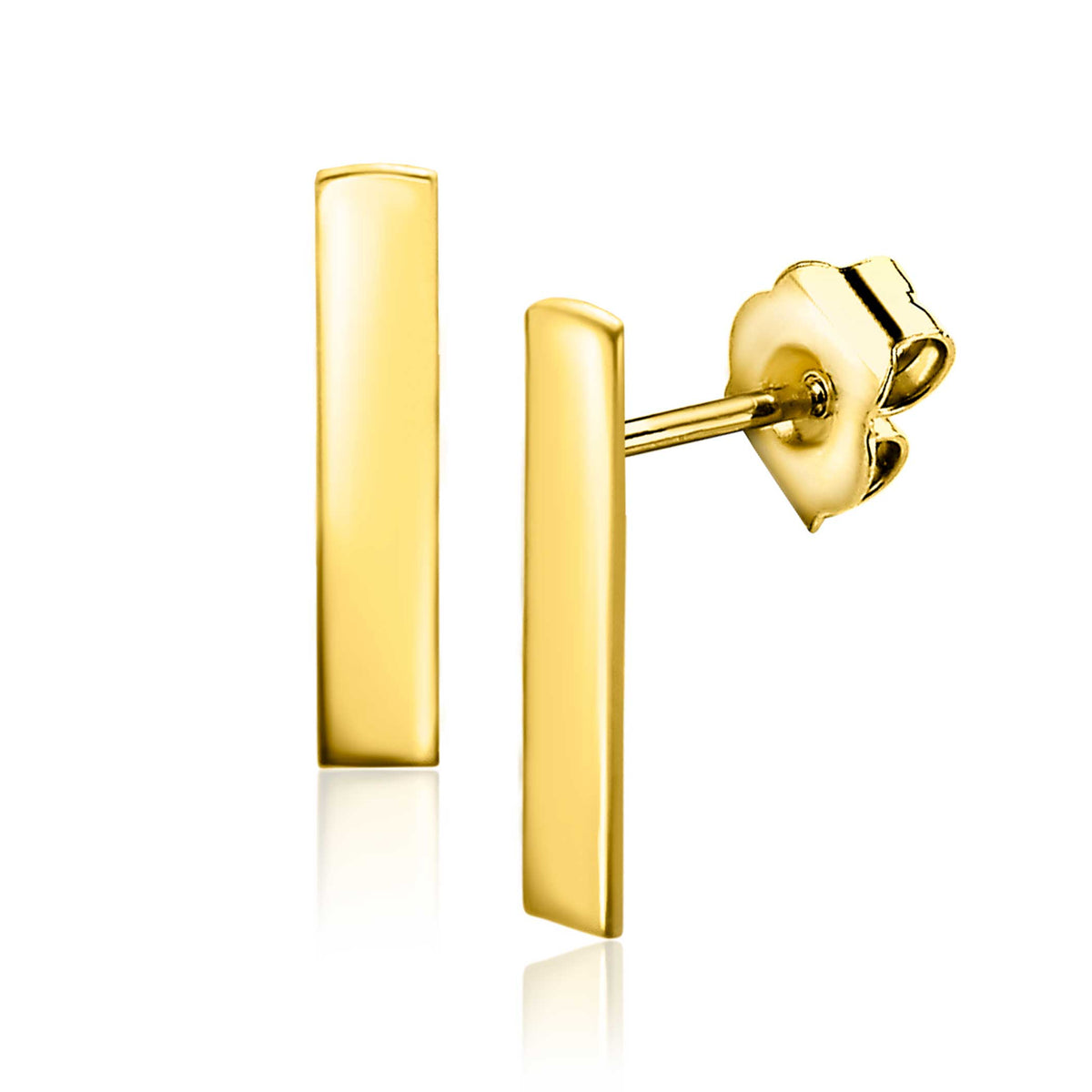Ohrringe aus Gold mit rechteckigem, flachem Design und Steckverschluss