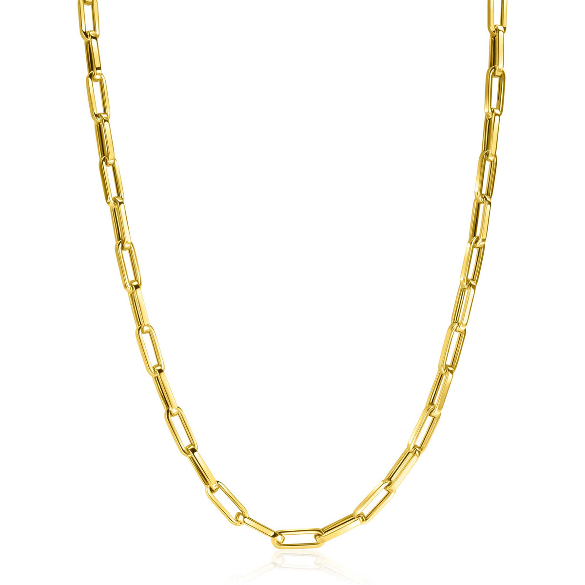 Kette aus goldfarbenem Metall mit ovalen Gliedern in länglicher Form
