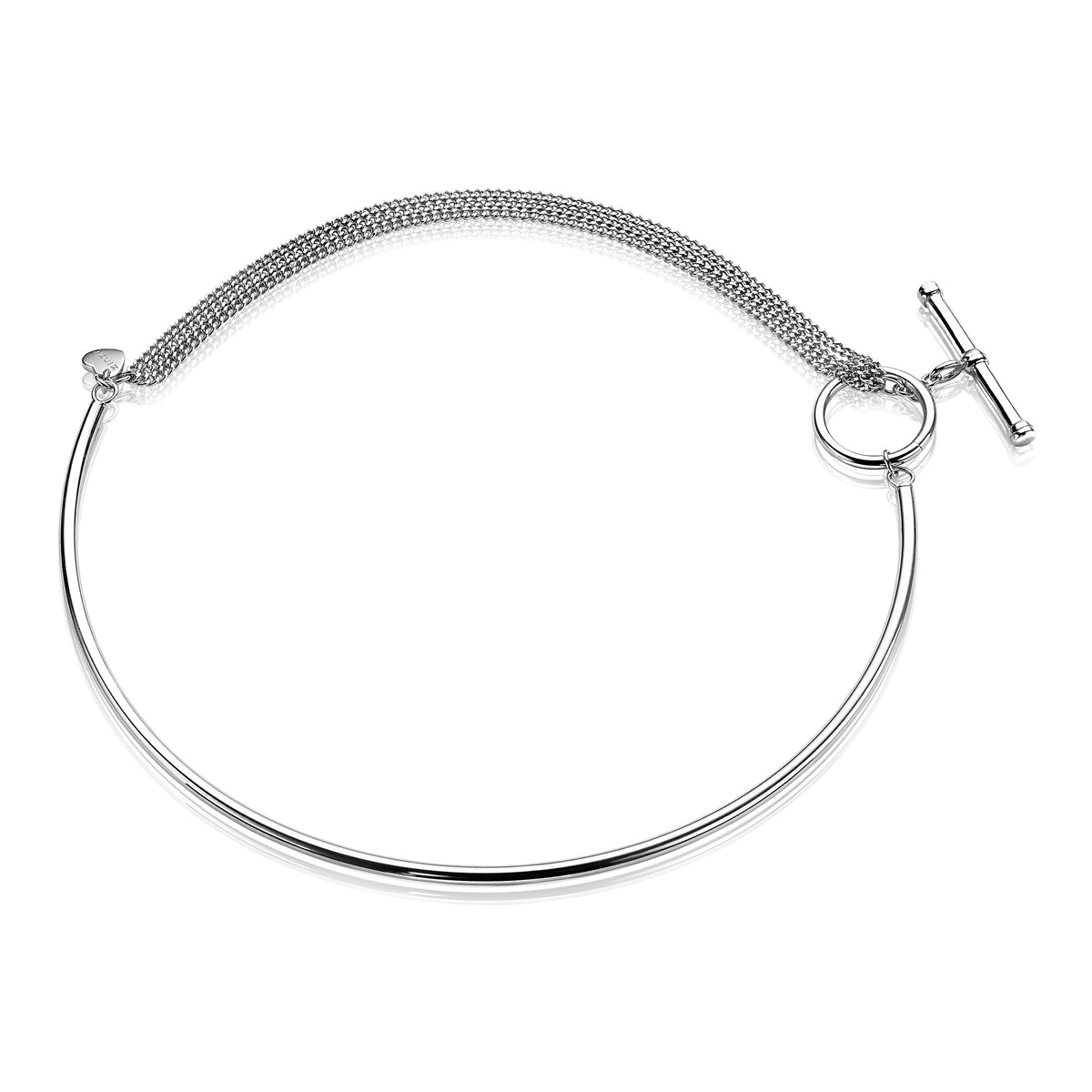 Kette aus Silber mit einem glatten, runden Element und einem Mesh-Armbandverschluss