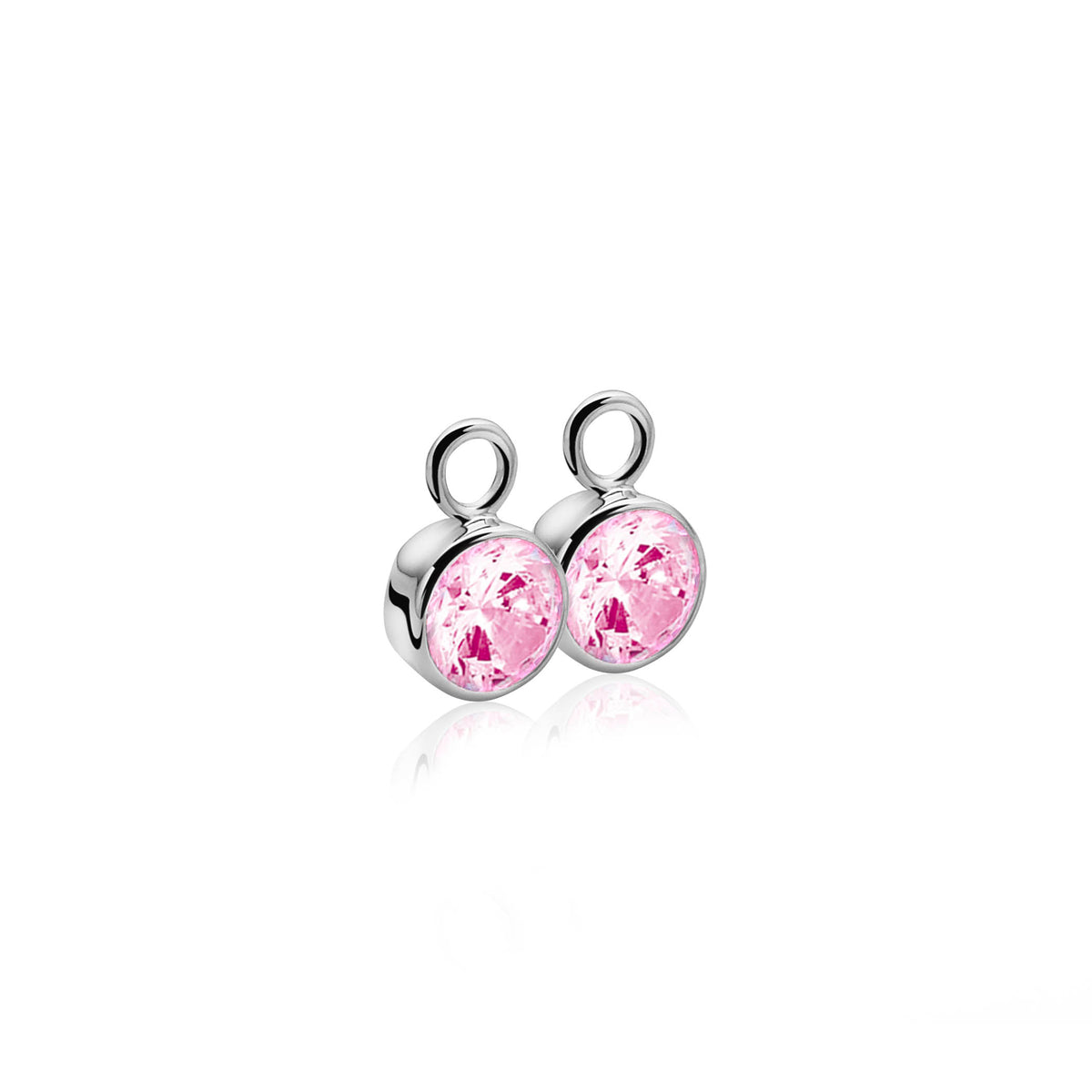 Ohrringe aus Silber mit rosa Edelsteinen in runder Form