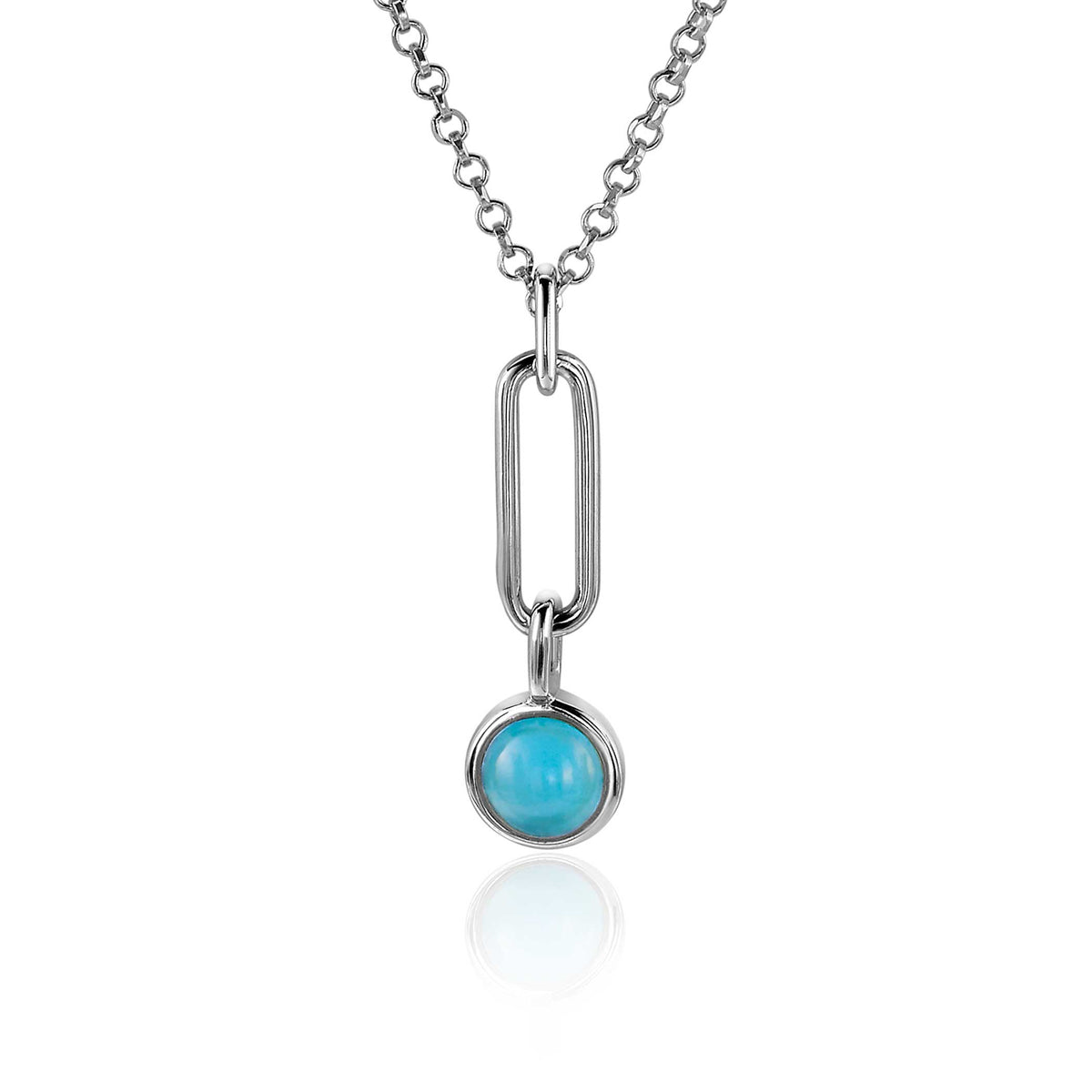 Halskette aus Silber mit ovalem Anhänger und blauem Edelstein