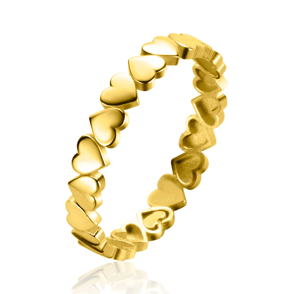 Ring aus Gold mit herzförmigen Elementen entlang des gesamten Rings