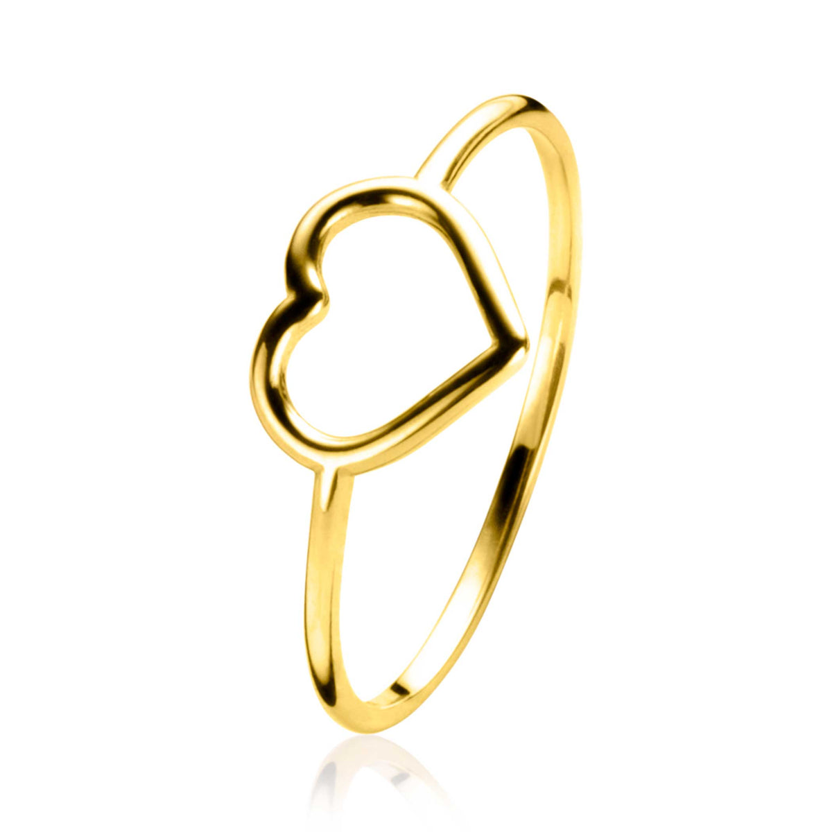 Ring aus Gold mit herzförmigem Design und schmalem Band