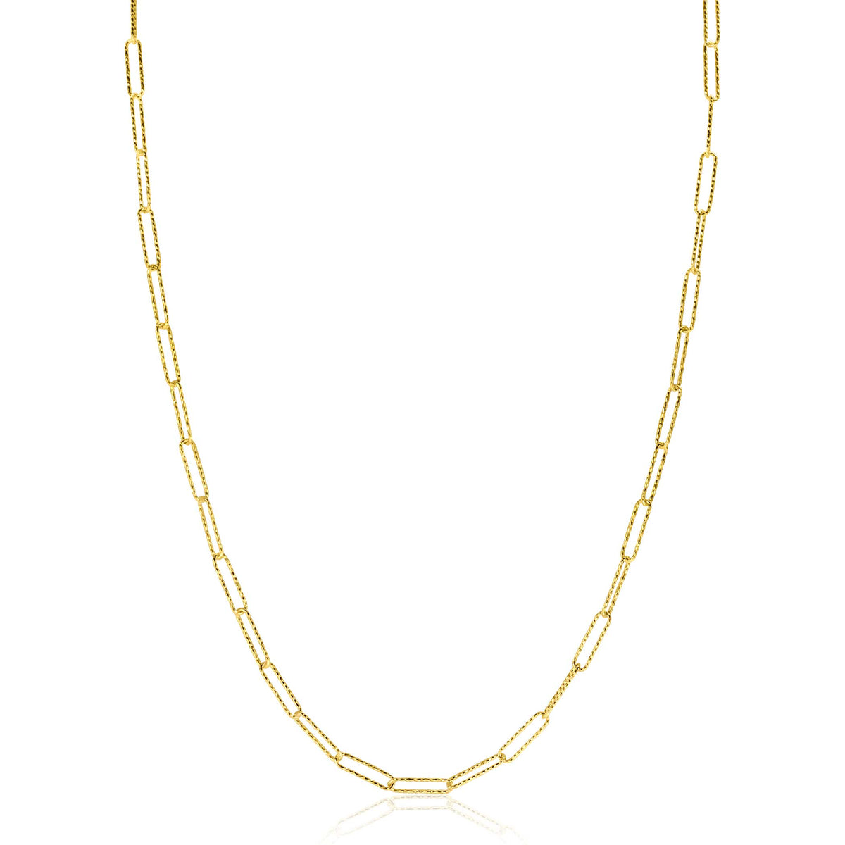 Halskette aus Gold mit länglichen, glatten Gliedern in einer minimalistischen Form