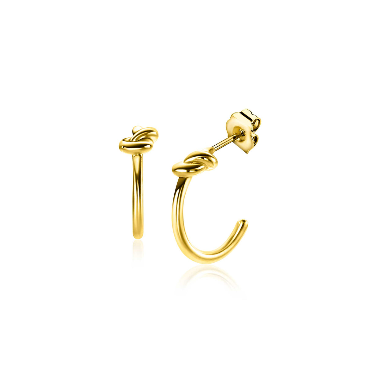 Goldene Ohrstecker mit geschwungenem Design und Knoten-Detail