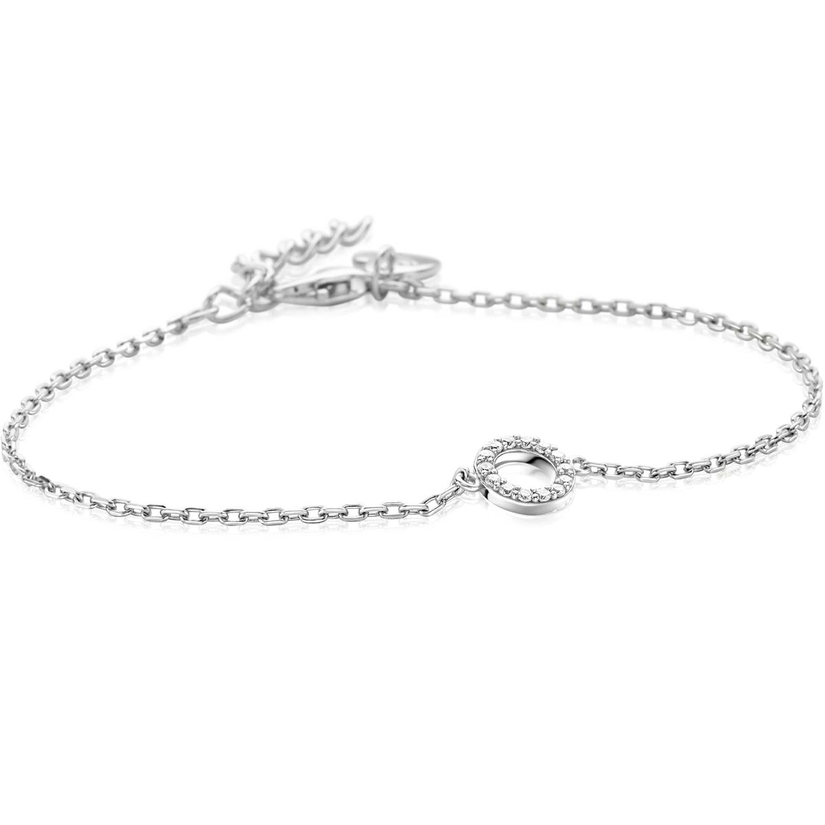 Armband aus Silber mit einem runden Anhänger und feiner Gliederkette