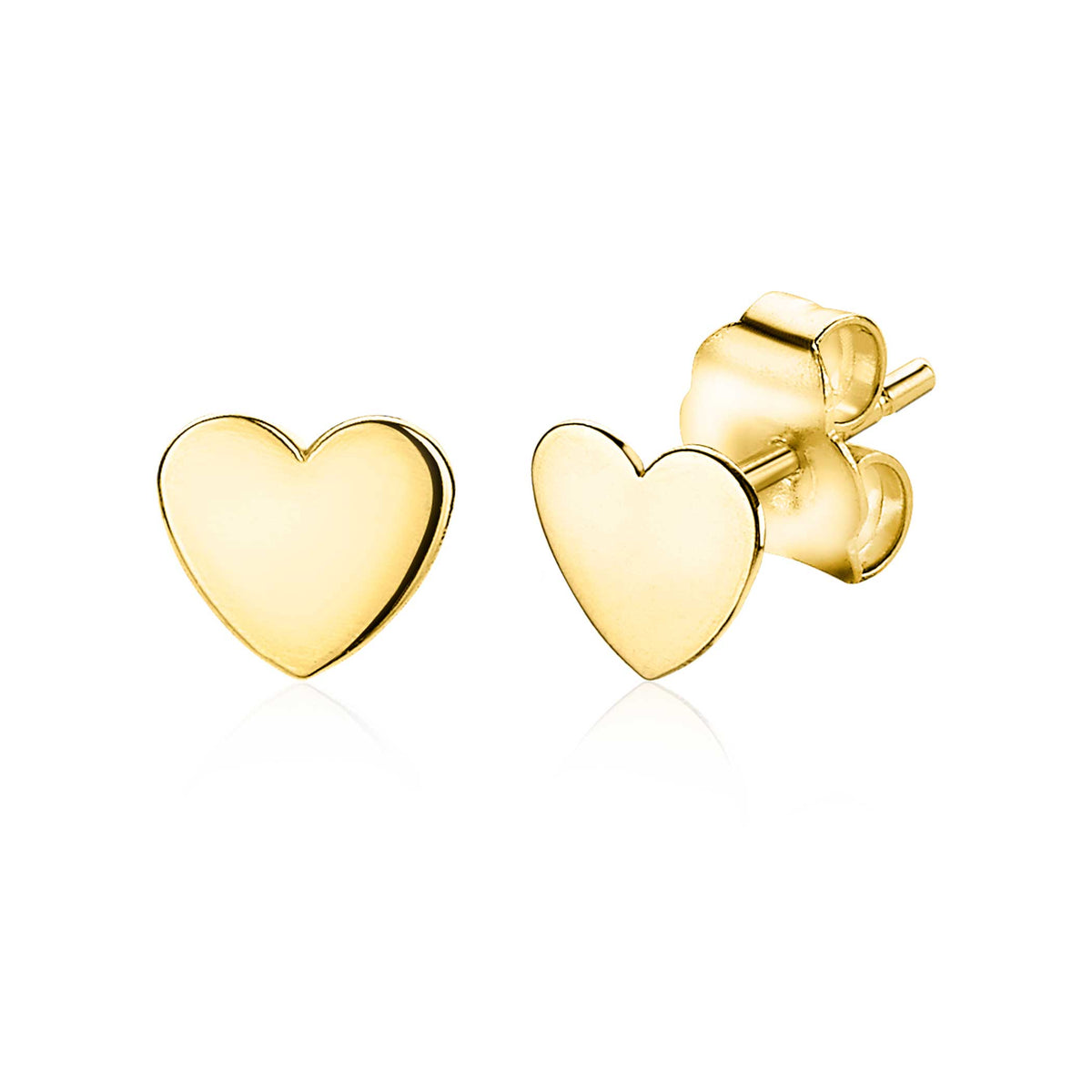 Ohrringe in Herzform aus Gold mit glänzender Oberfläche und Steckverschluss