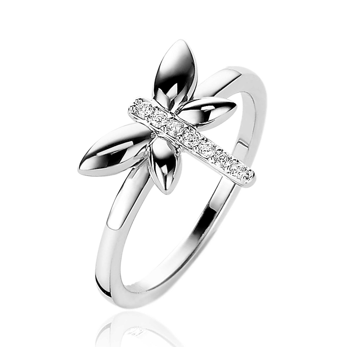 Ring aus Silber mit floralem Design und Zirkonia-Steinen