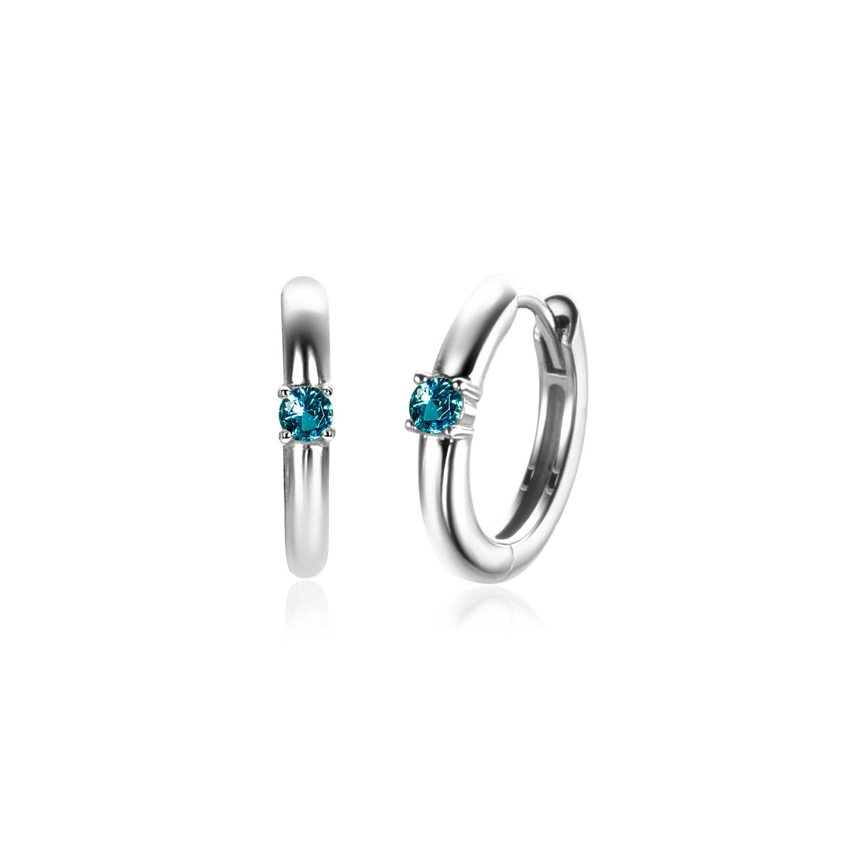 Silberne Ohrringe mit blauem Edelstein und geschwungenem Design