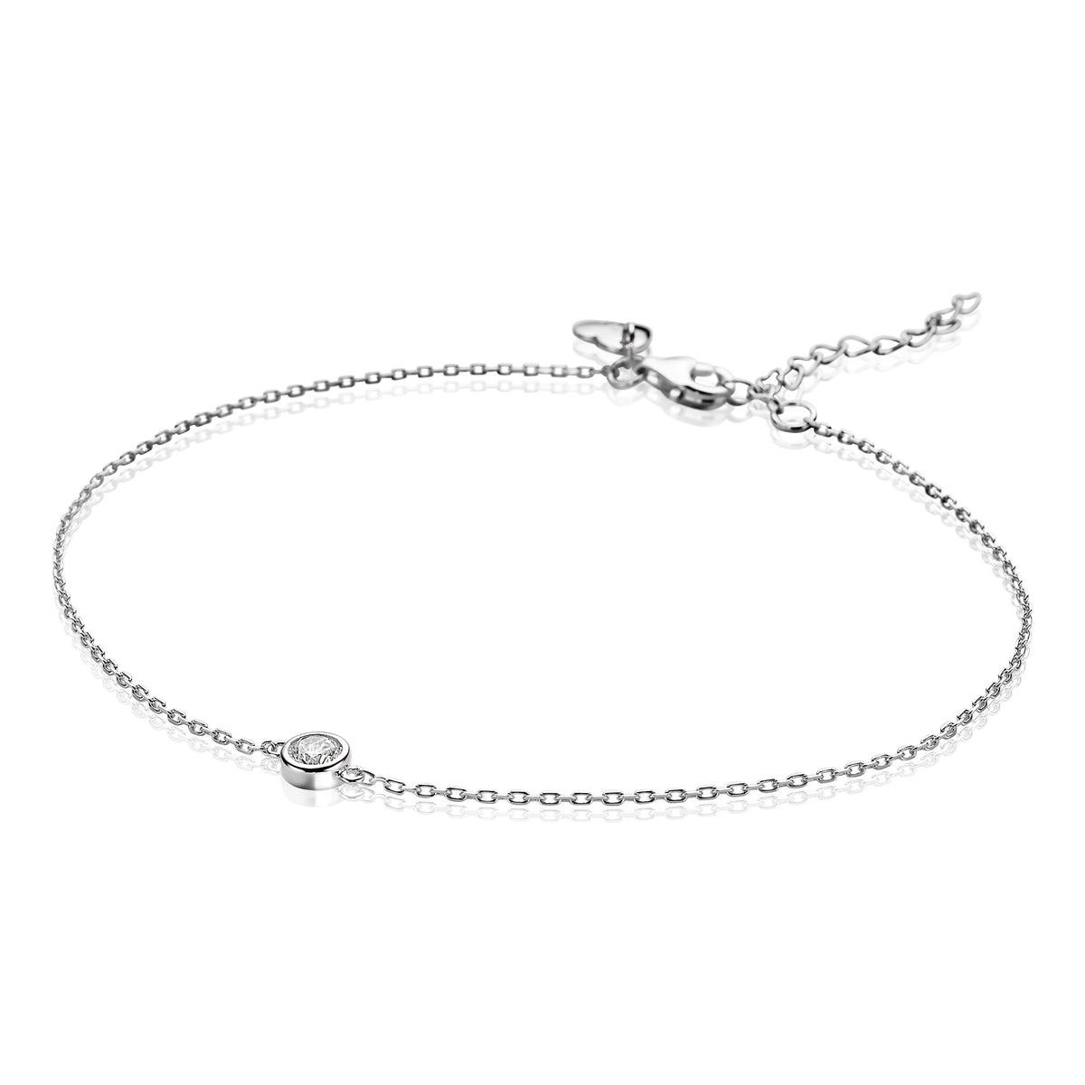 Kette aus Silber mit einem kleinen, runden Edelstein in der Mitte