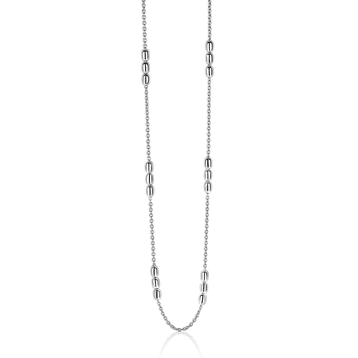 Halskette aus Silber mit runden, glatten Elementen und feiner Gliederkette