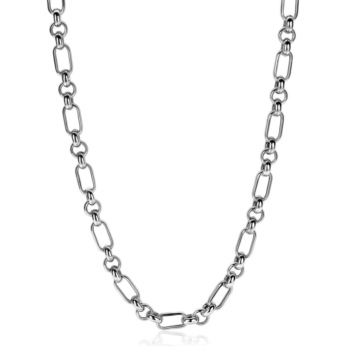 Kette aus Silber mit ovalen Gliedern in einer modernen Anordnung