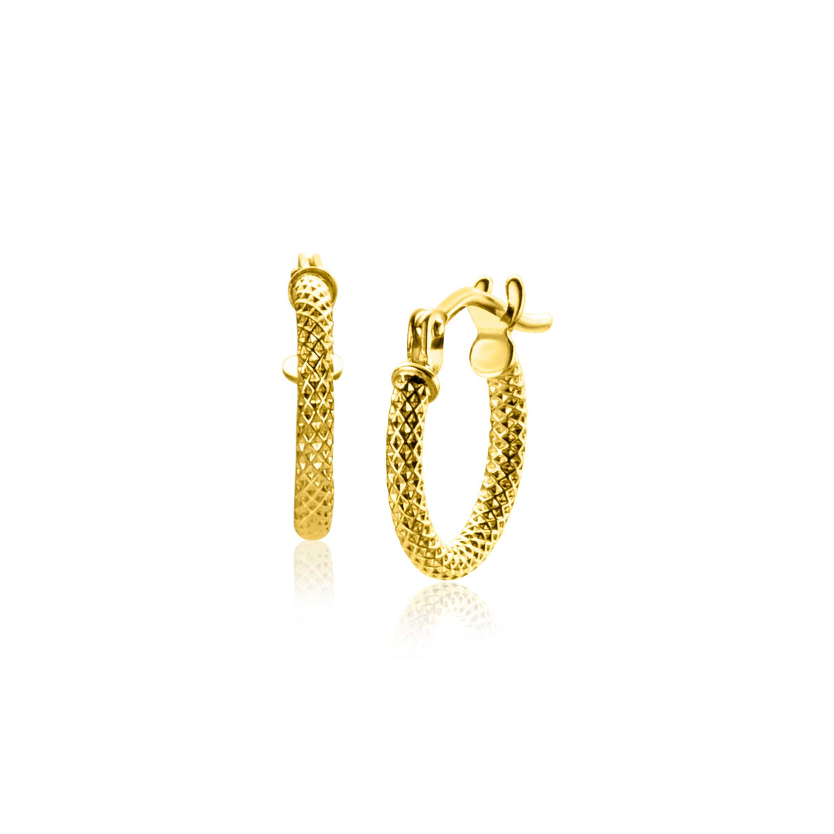 Goldene Ohrstecker mit strukturiertem Design und Klappverschluss