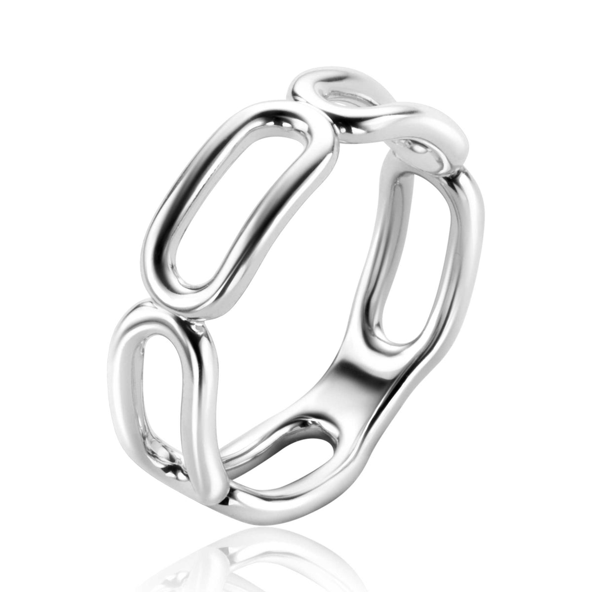 Ring aus Silber mit ovalen Öffnungen und modernem Design