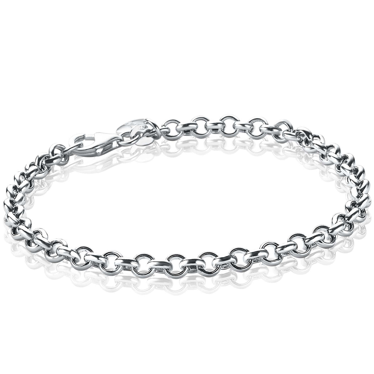 Armband aus Silber mit runden Gliedern und einem Karabinerverschluss