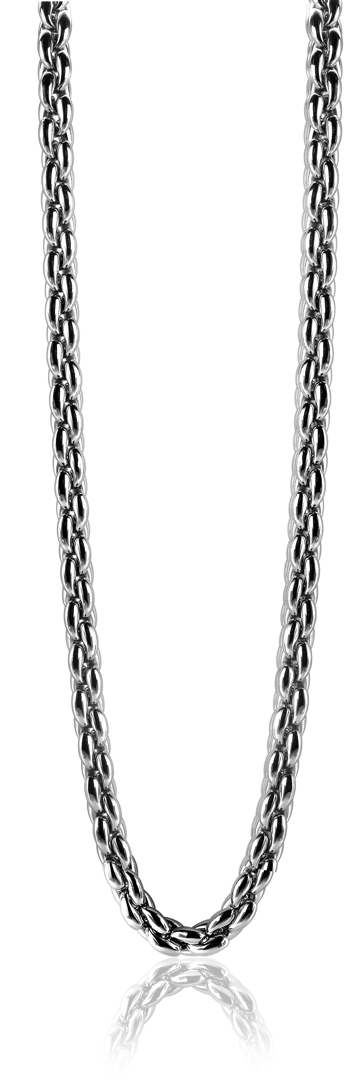 Halskette aus Silber mit klassischem, glatten Gliederdesign und glänzender Oberfläche