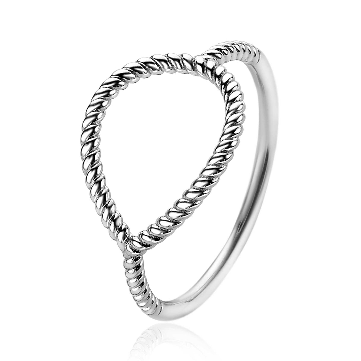 Ring aus Silber mit doppeltem, gedrehtem Design in Herzform