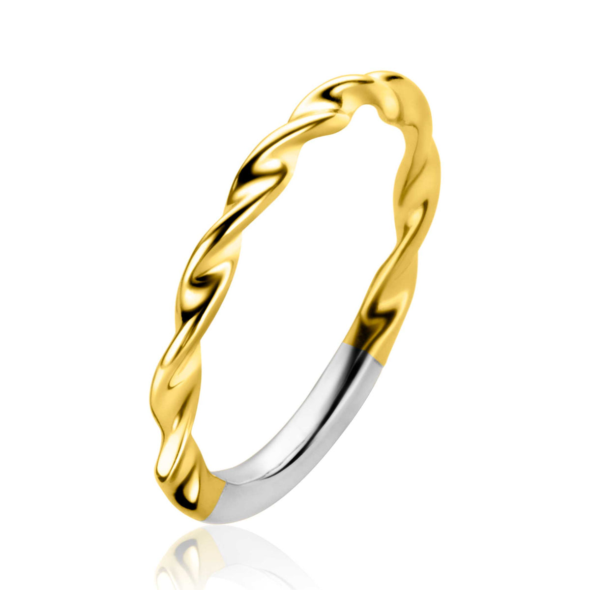 Ring aus vergoldetem und silbernem Metall mit gedrehtem Design