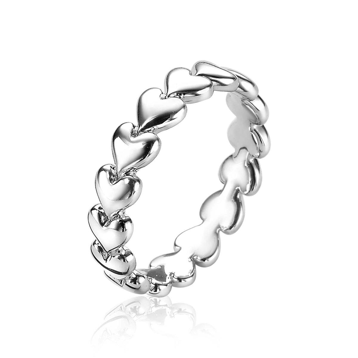 Ring aus Silber mit herzförmigen Elementen in durchgehendem Design