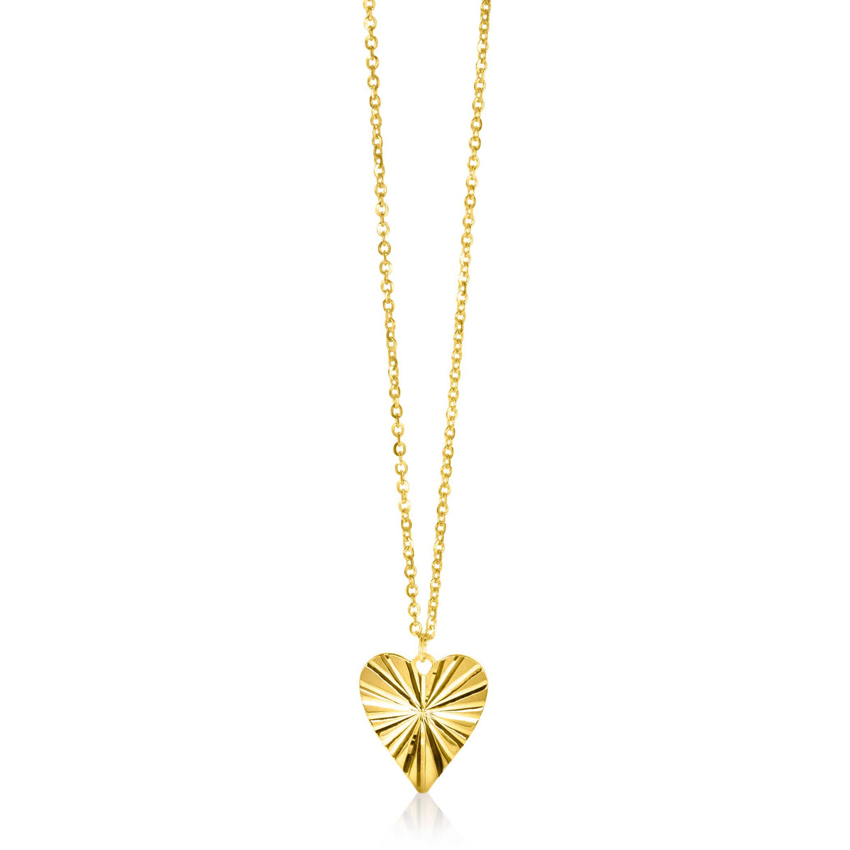 Kette aus Gold mit herzförmigem Anhänger und strukturiertem Design