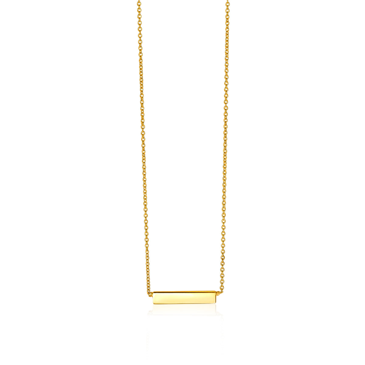 Halskette aus Gold mit einem schlichten, rechteckigen Anhänger und feiner Kette