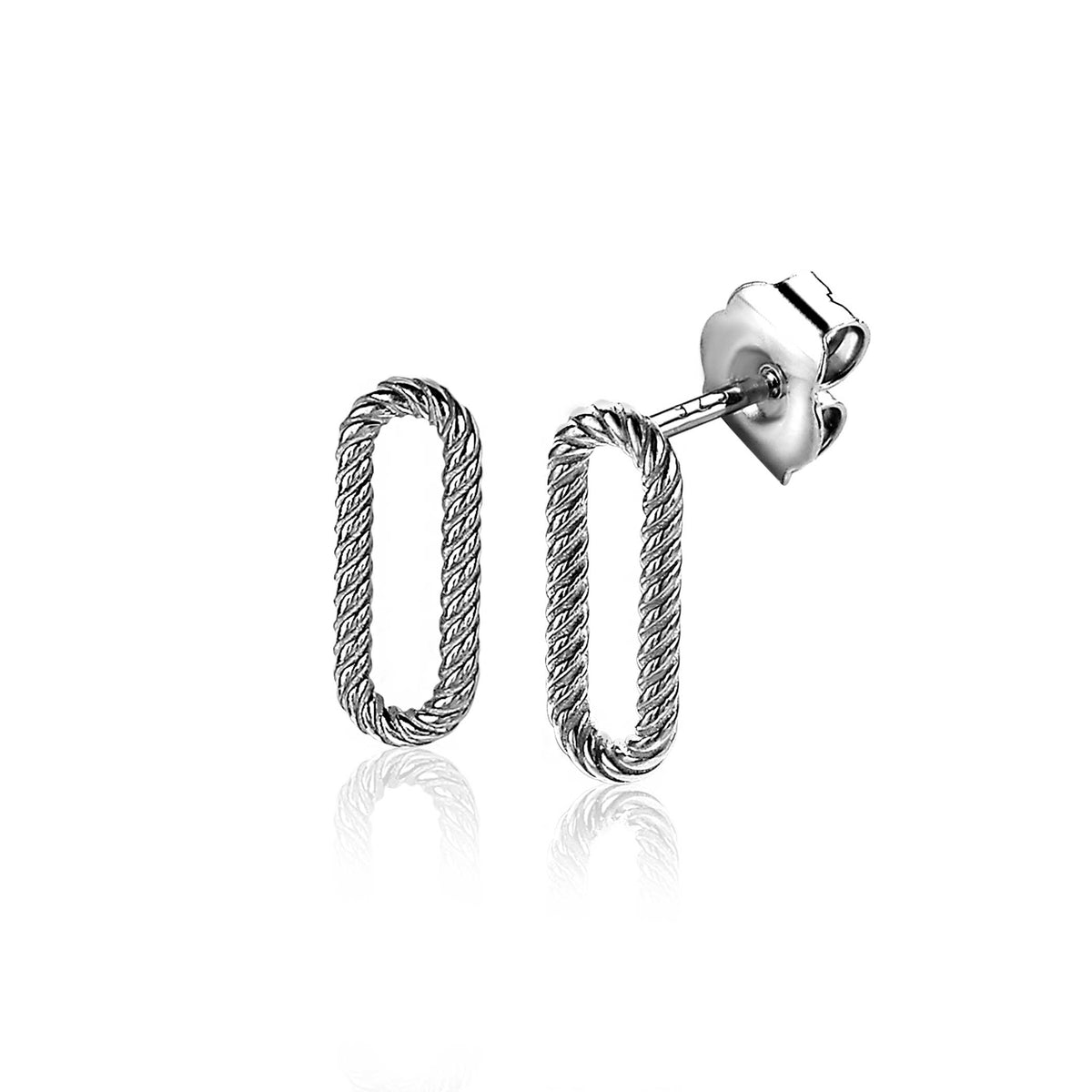 Ohrringe aus Silber in ovaler Form mit gedrehtem Design und Steckverschluss