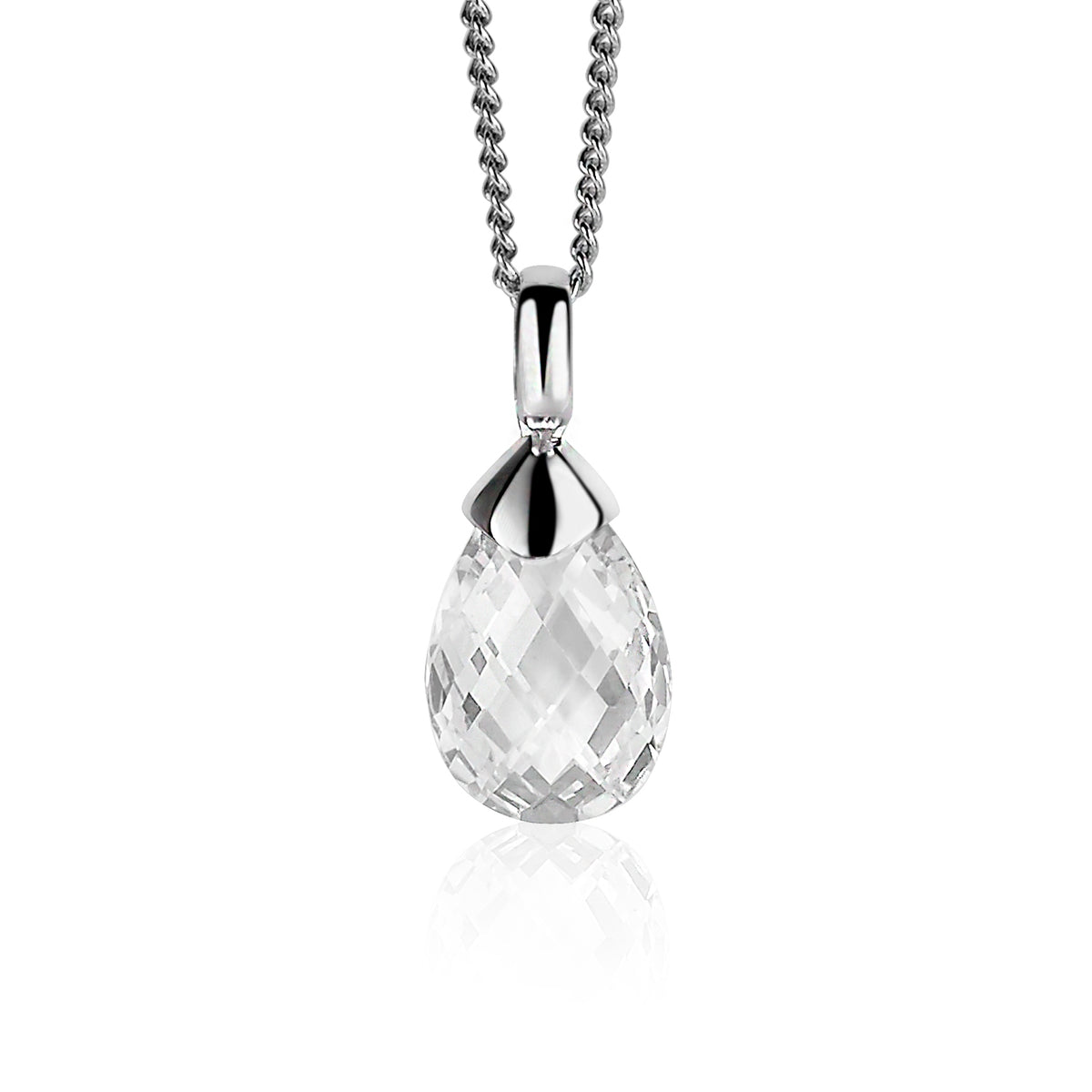 Hänger aus Silber mit tropfenförmigem, facettiertem Edelstein in klarer Farbe