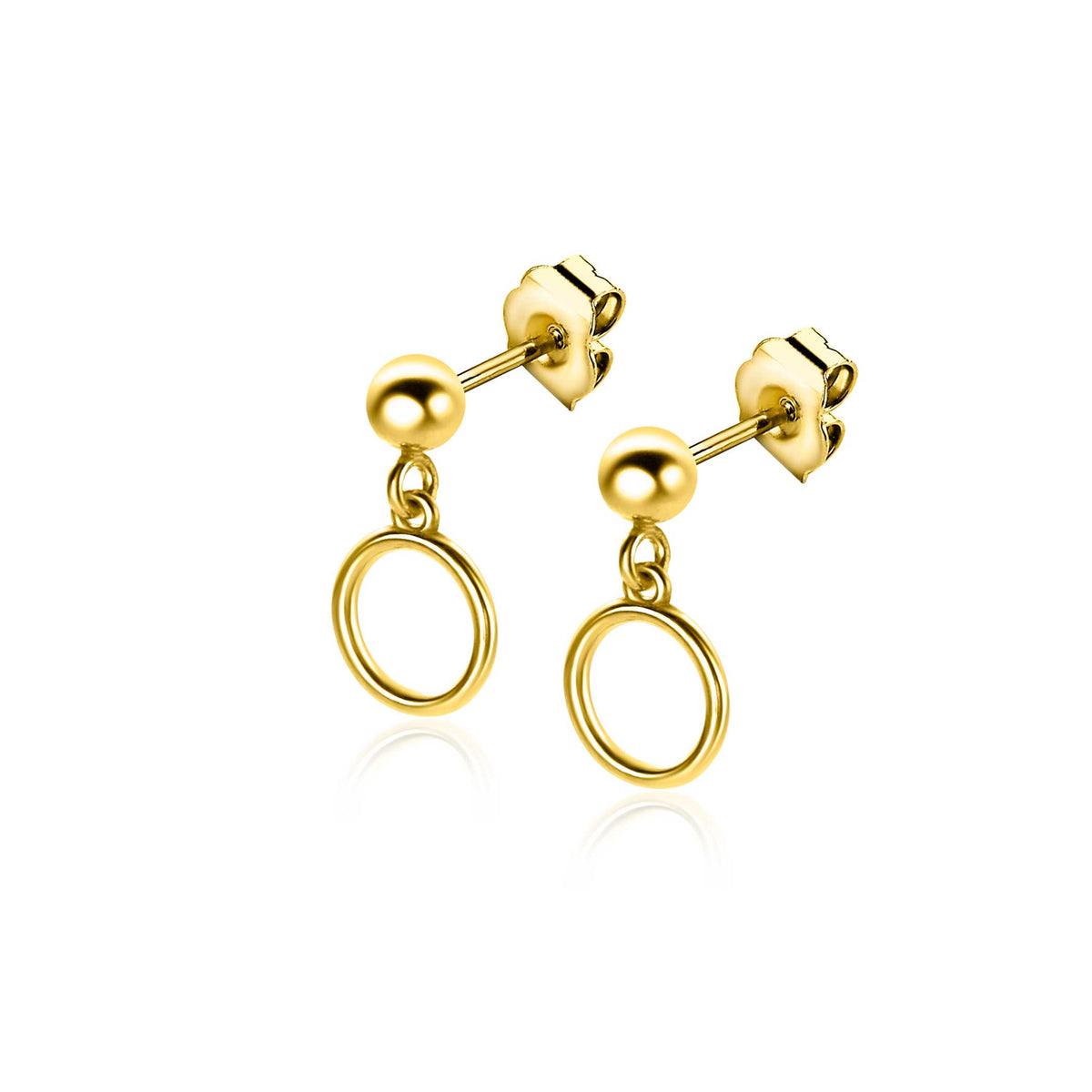 Goldplattierte Ohrringe mit einer Kugel und einem hängenden Ring
