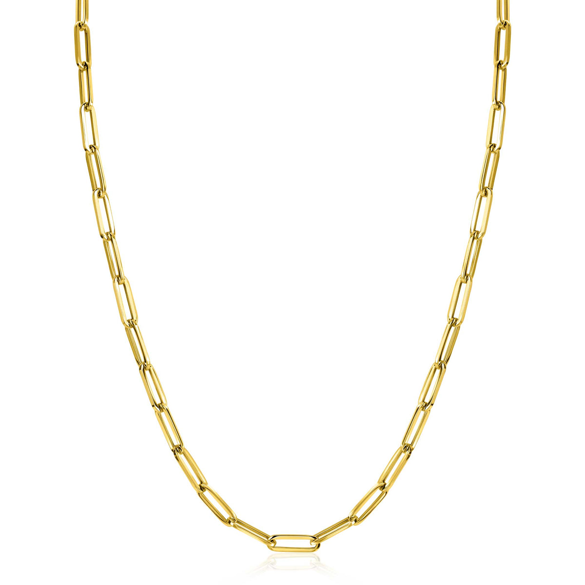 Kette aus goldfarbenem Metall mit länglichen Gliedern in ovaler Form