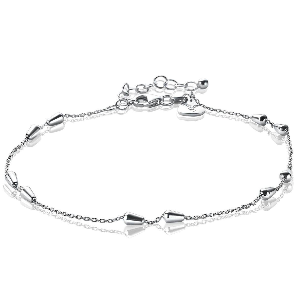 Kette aus Silber mit konischen Anhängern und feiner Gliederkette