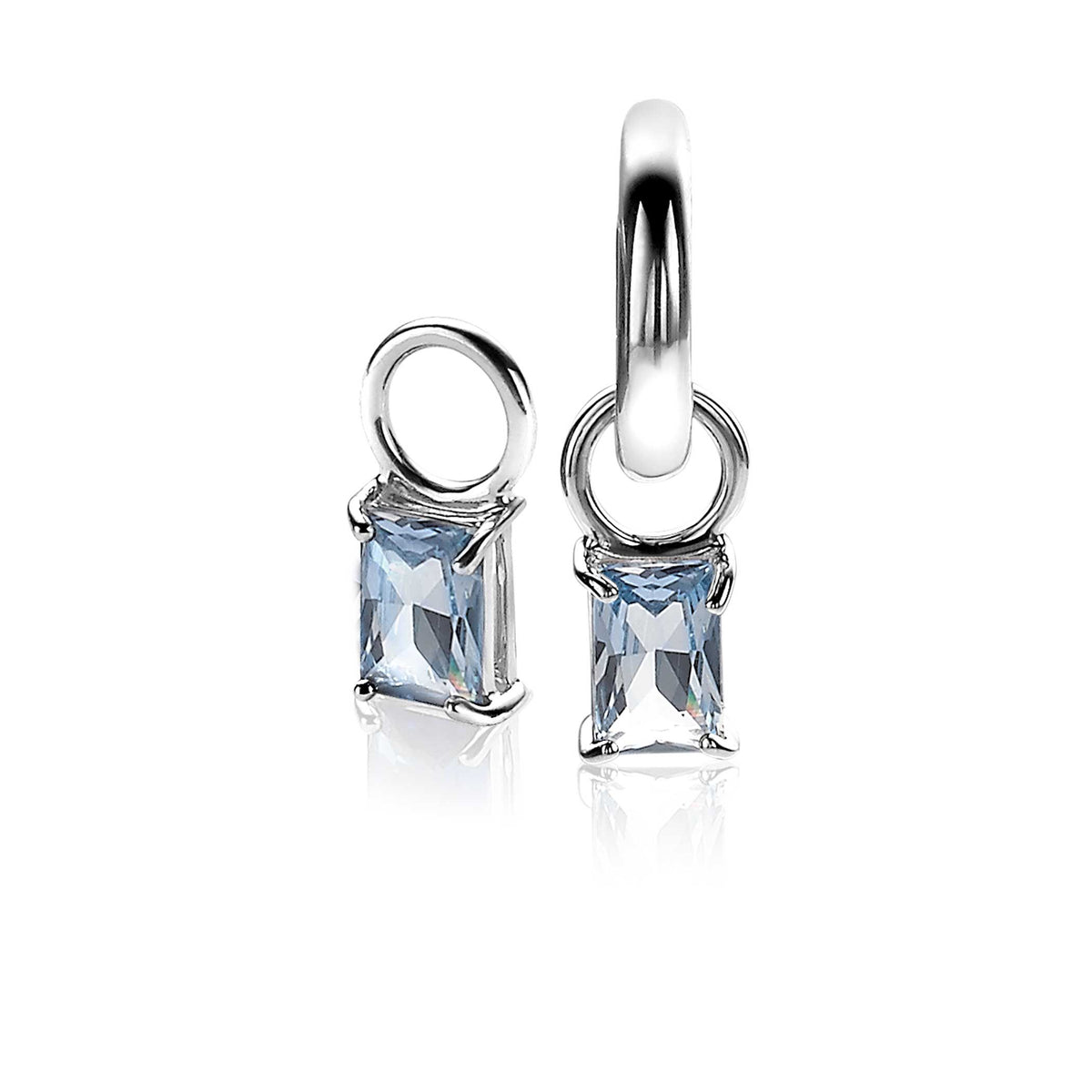 Ohrringe aus Silber mit rechteckigem, blauen Edelstein und geschlossener Öse
