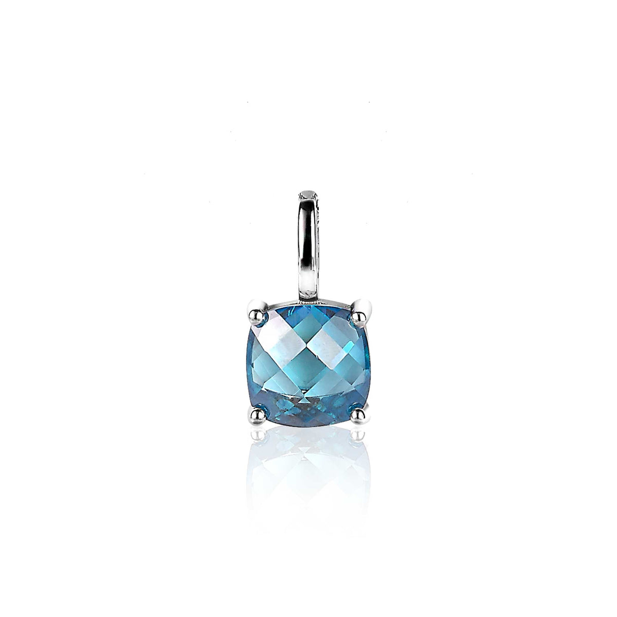Hänger aus Silber mit quadratischem, facettiertem, blauem Edelstein