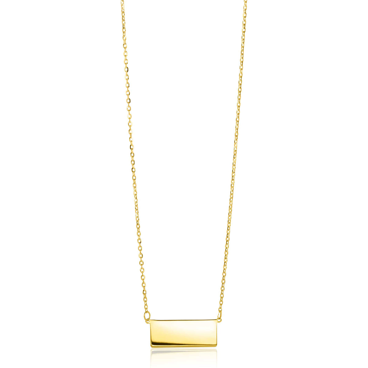 Halskette aus Gold mit rechteckigem Anhänger und feiner Gliederkette