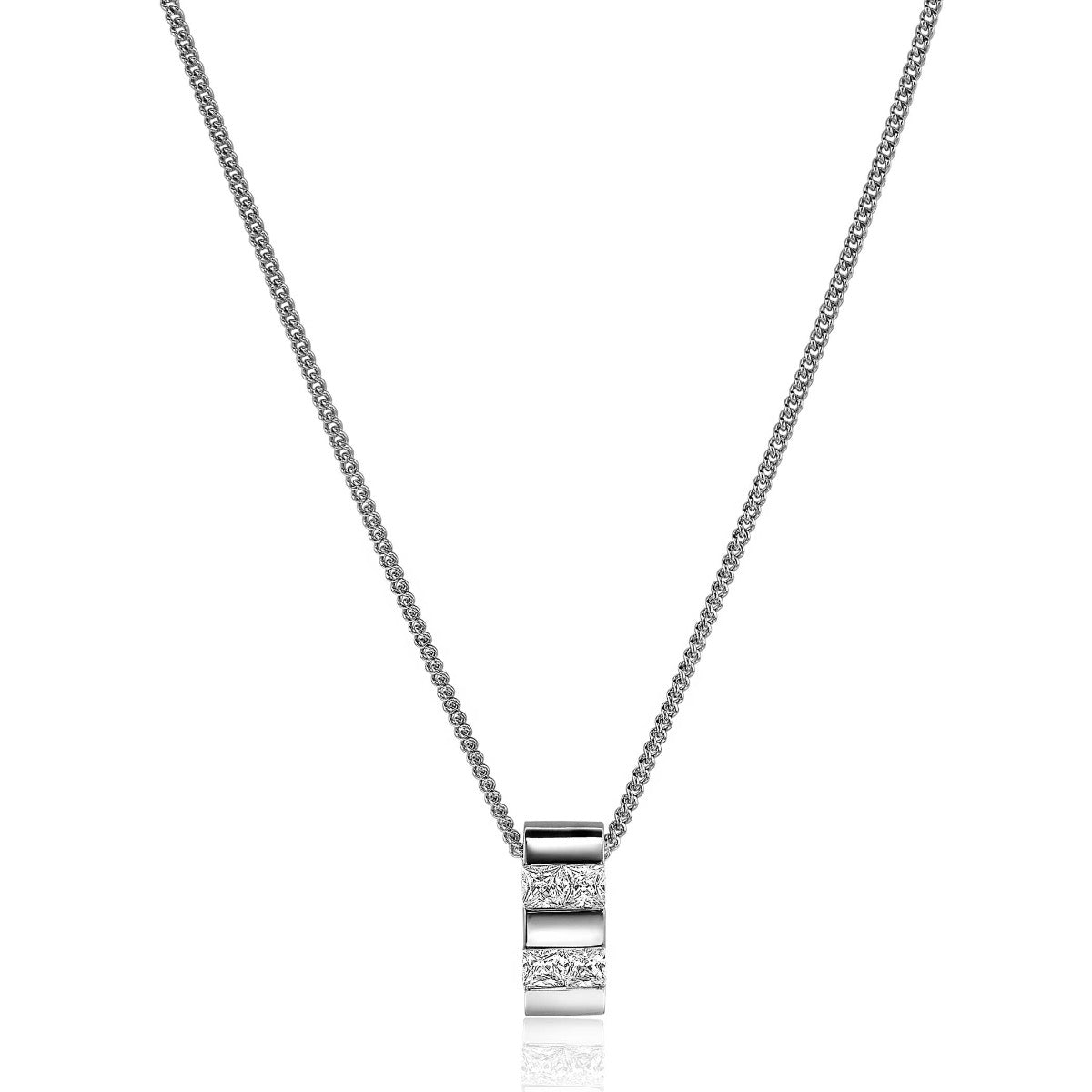 Kette aus Silber mit glänzendem Anhänger und Zirkonia-Steinen